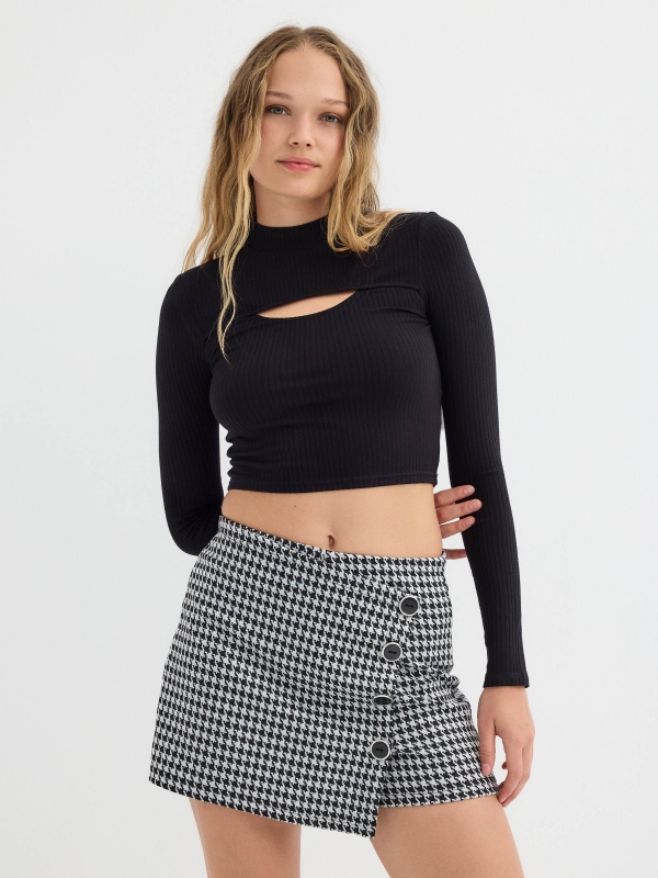 Jacquard vichy skort