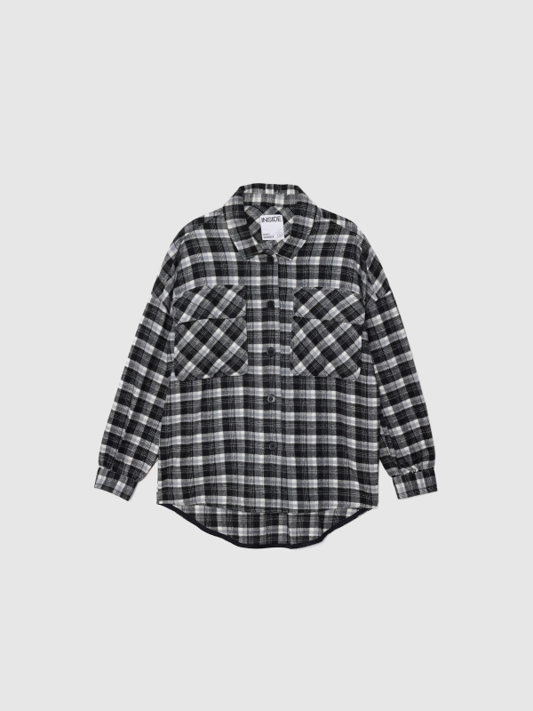 Oversized plaid overshirt black detail view