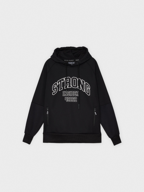 Sudadera Strong negro vista detalle