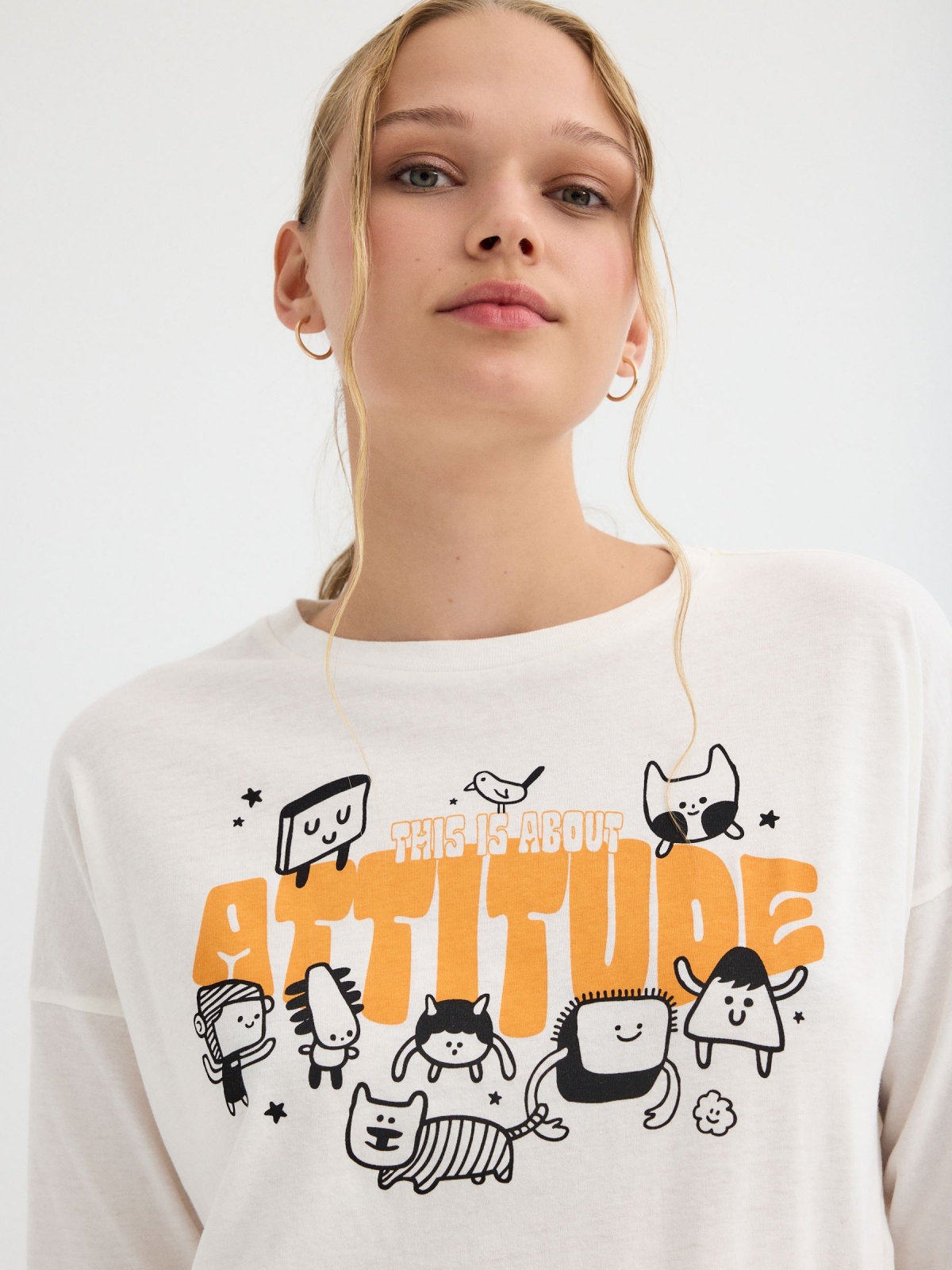  Camiseta Attitude blanco roto