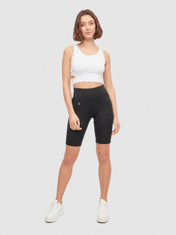 Legging ciclista básico negro vista media trasera