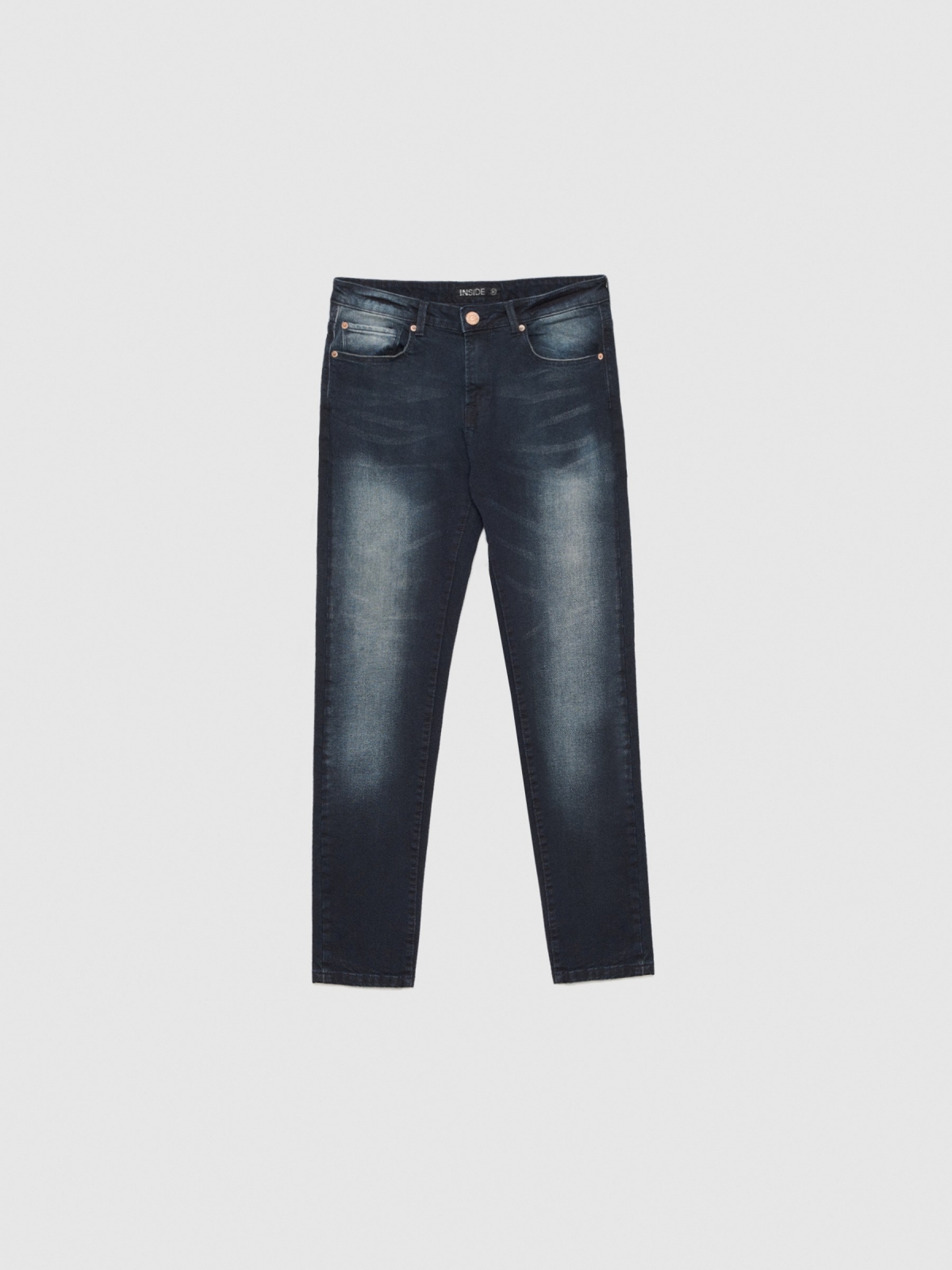 Jeans slim oscuros azul vista detalle