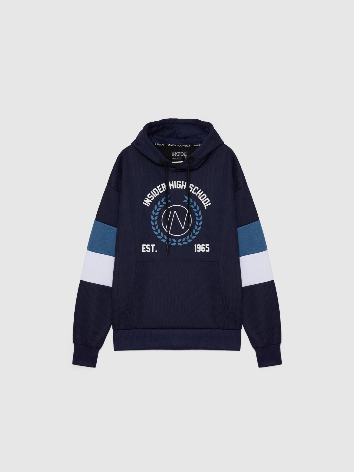 Sweatshirt com capuz Insider High School azul marinho vista detalhe