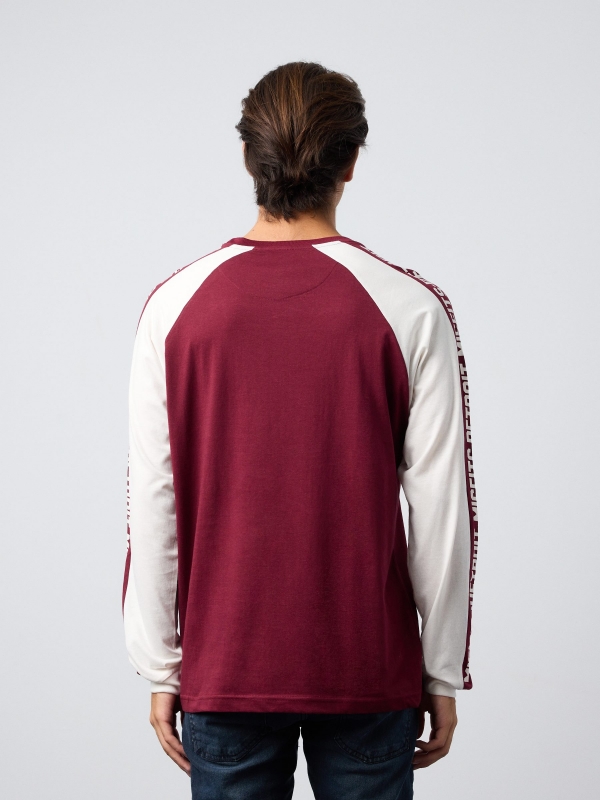 Detroit raglan T-shirt burgundy middle back view