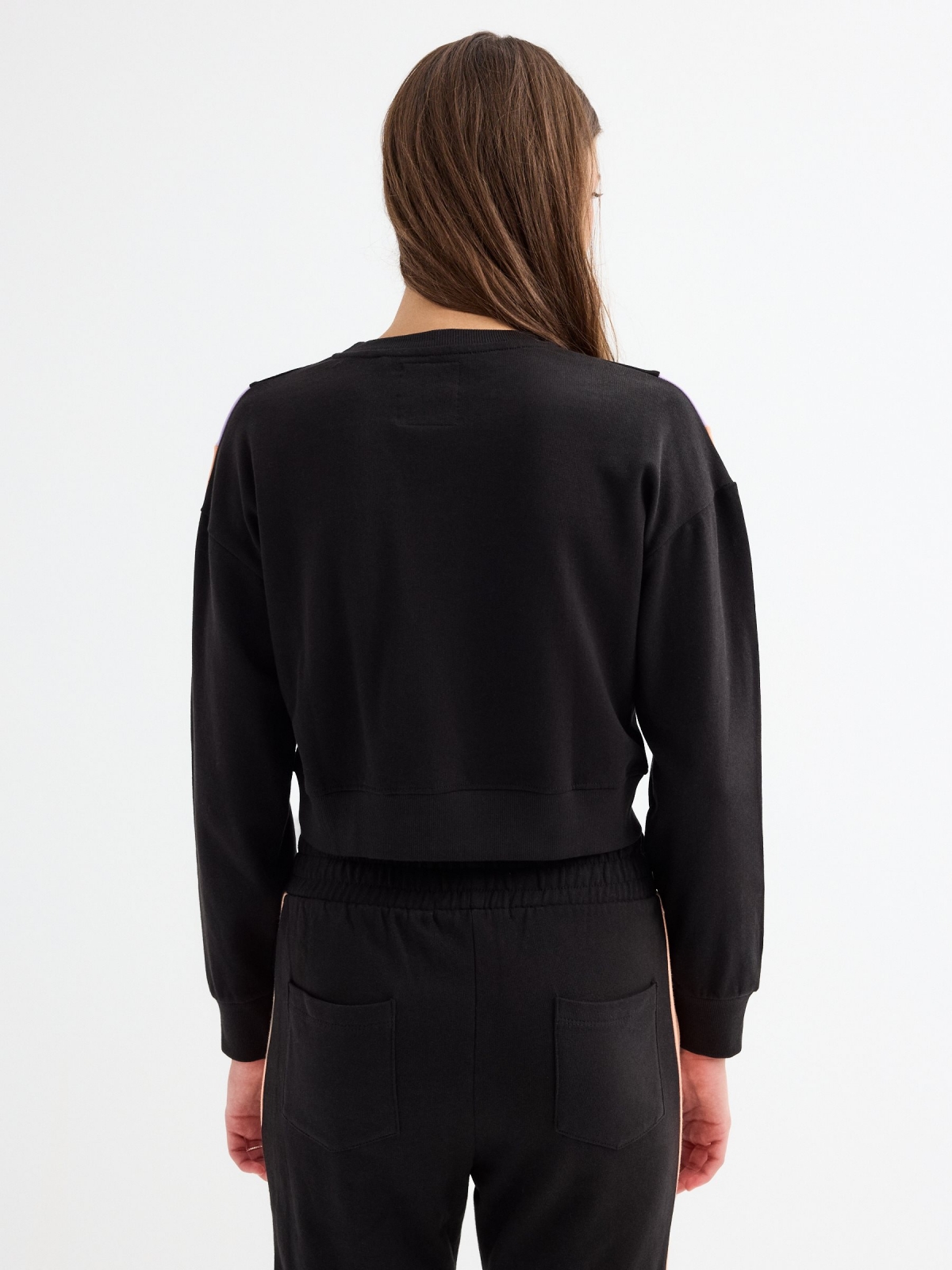 One Day cropped sweatshirt black middle back view