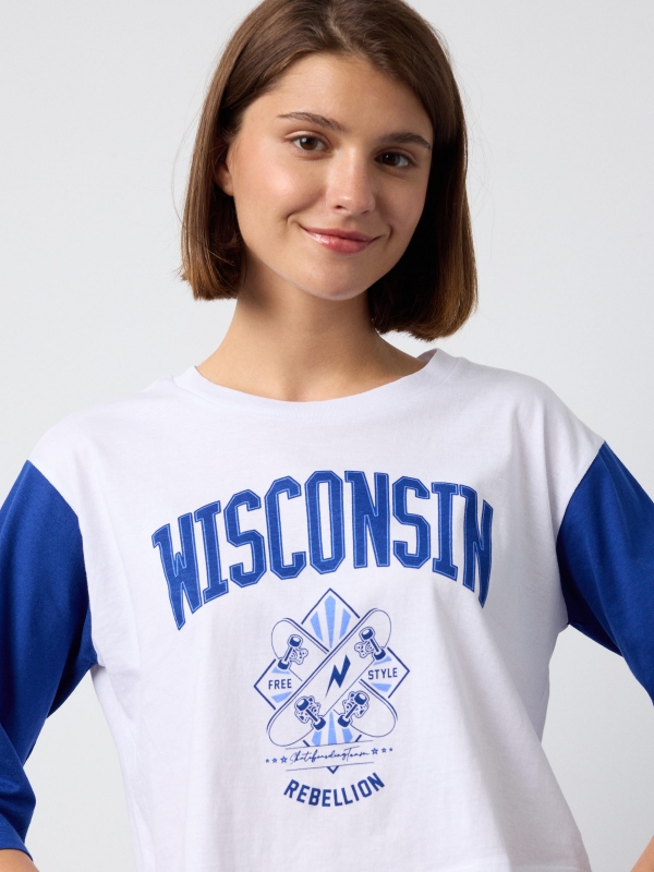  T-shirt com estampa de Wisconsin índigo