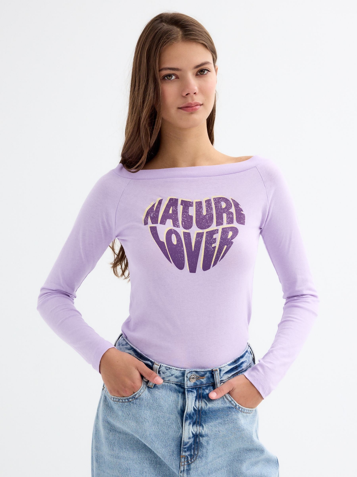 Natural Lover T-shirt lilac middle front view