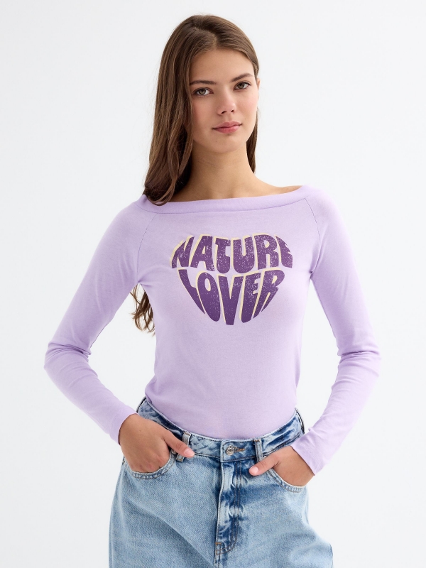 Camiseta Natural Lover lila vista media frontal