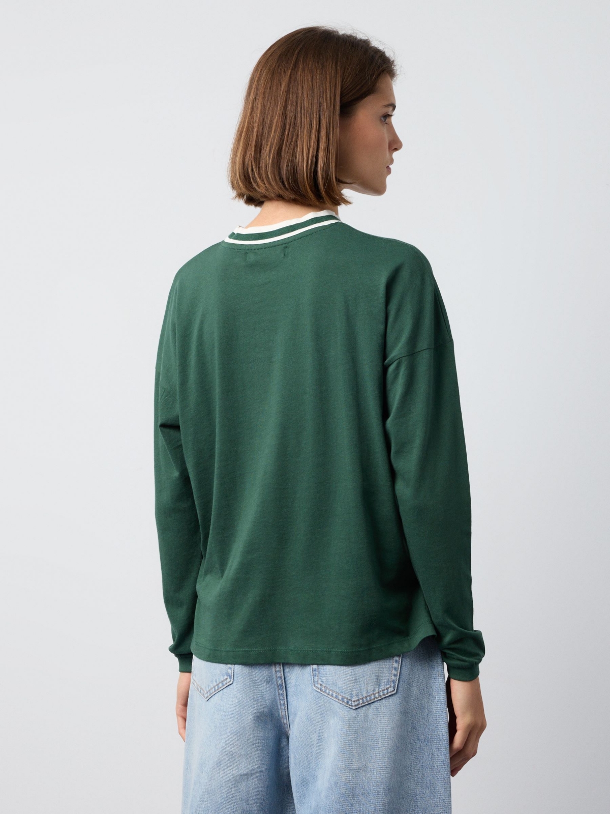 Portland oversized T-shirt dark green middle back view