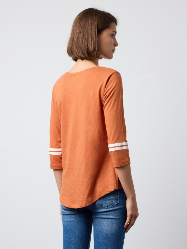 High Level 3/4 sleeve t-shirt copper middle back view