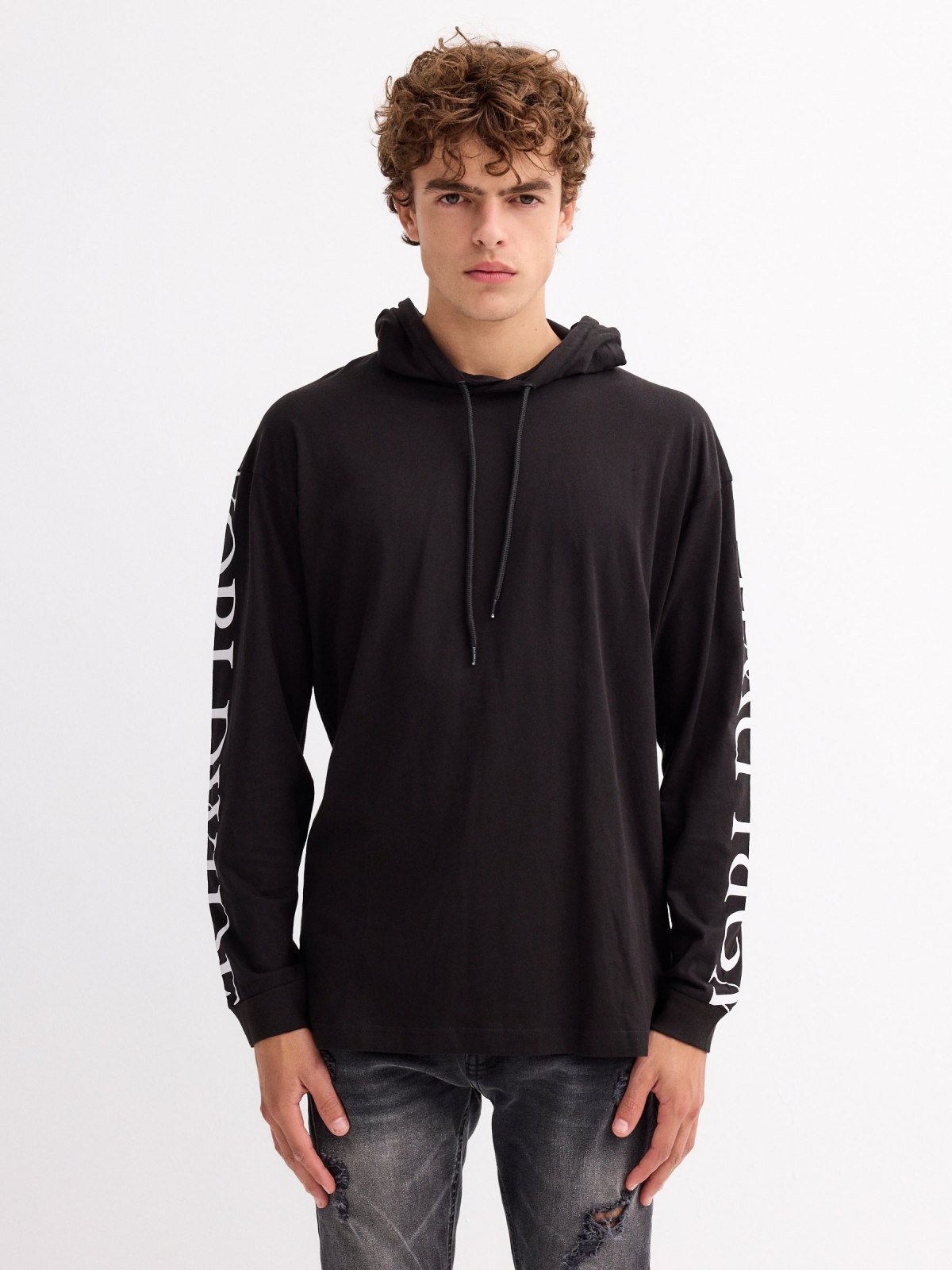 Long-sleeve t-shirt with hood