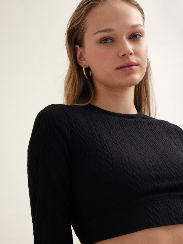  Textured crop top black