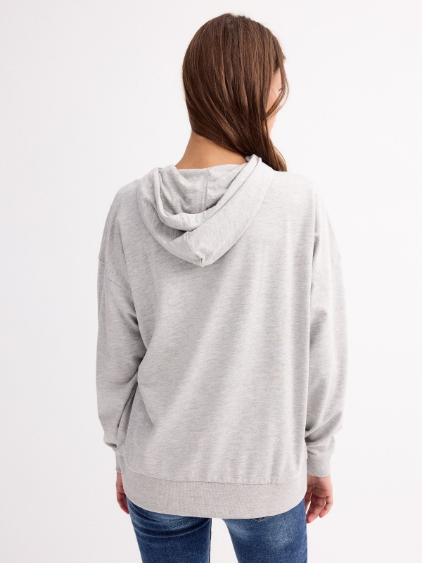 Basic hoodie grey middle back view