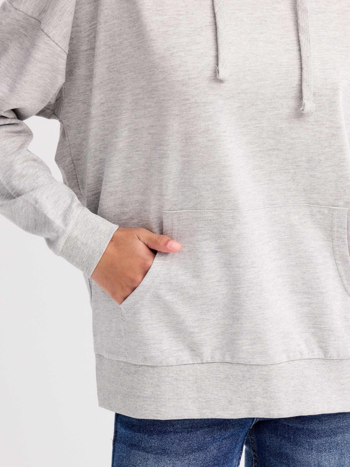 Basic hoodie grey detail view