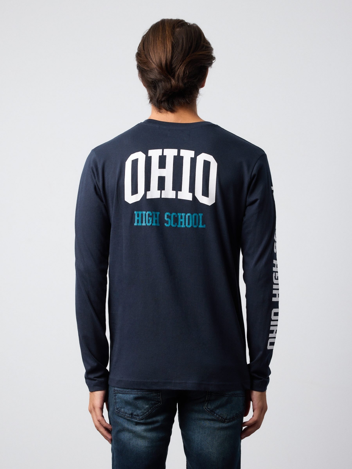 OHIO print T-shirt navy middle back view