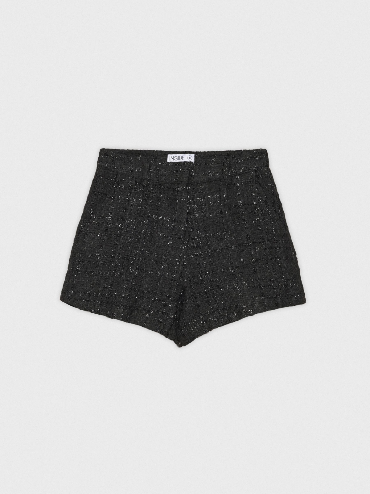 Tweed shorts with lurex black detail view