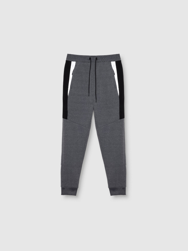  Grey sport jogger trousers dark melange front view