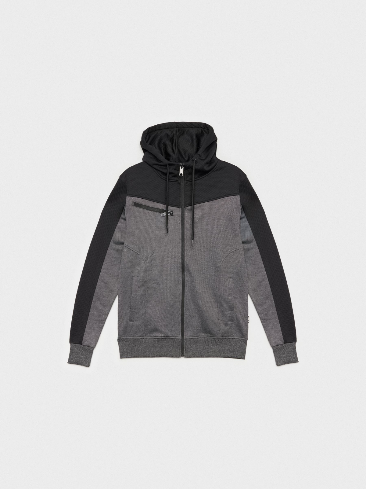 Open sweatshirt with zipper black detail view