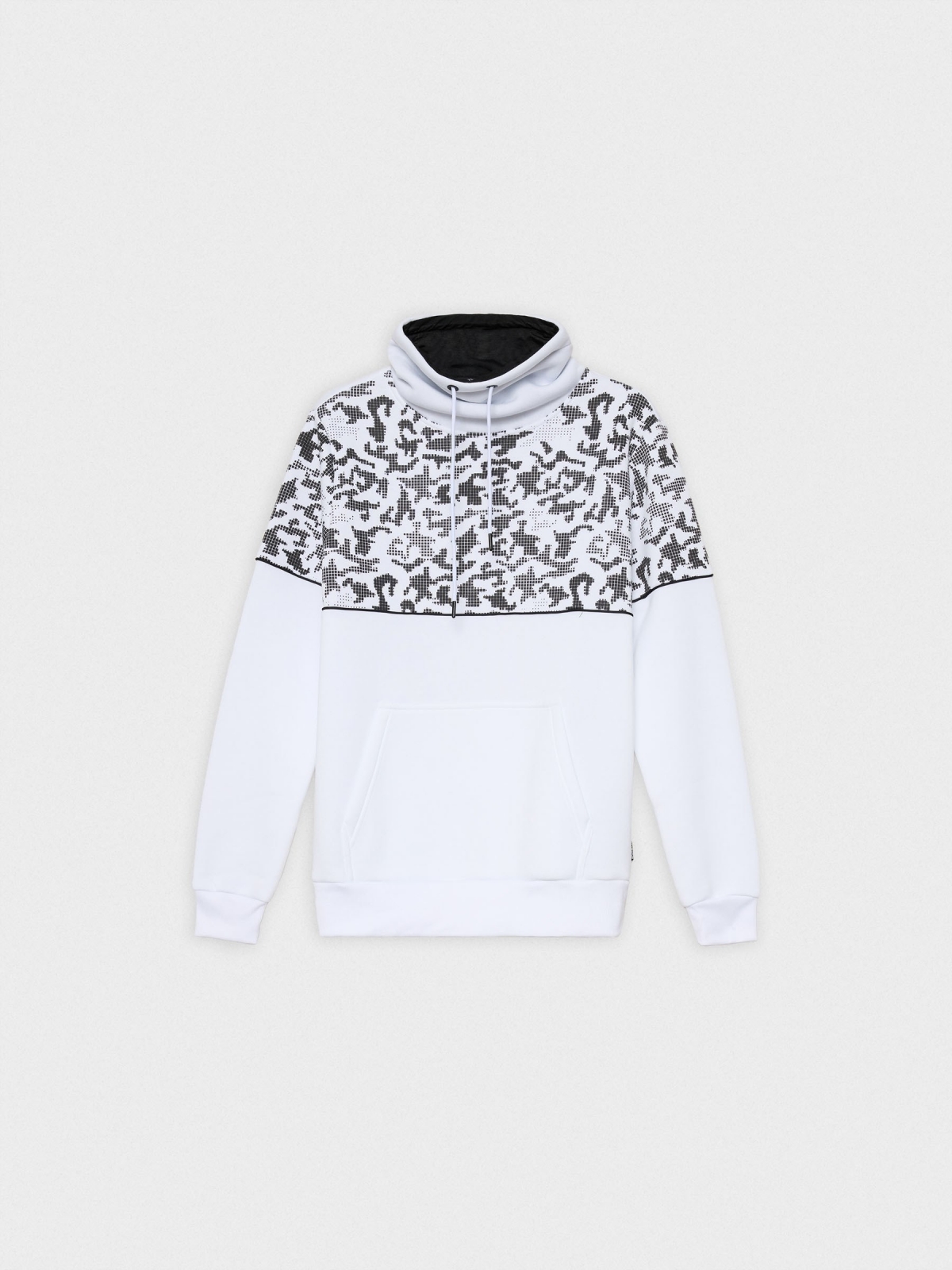 Sudadera print cuello fluido blanco vista detalle