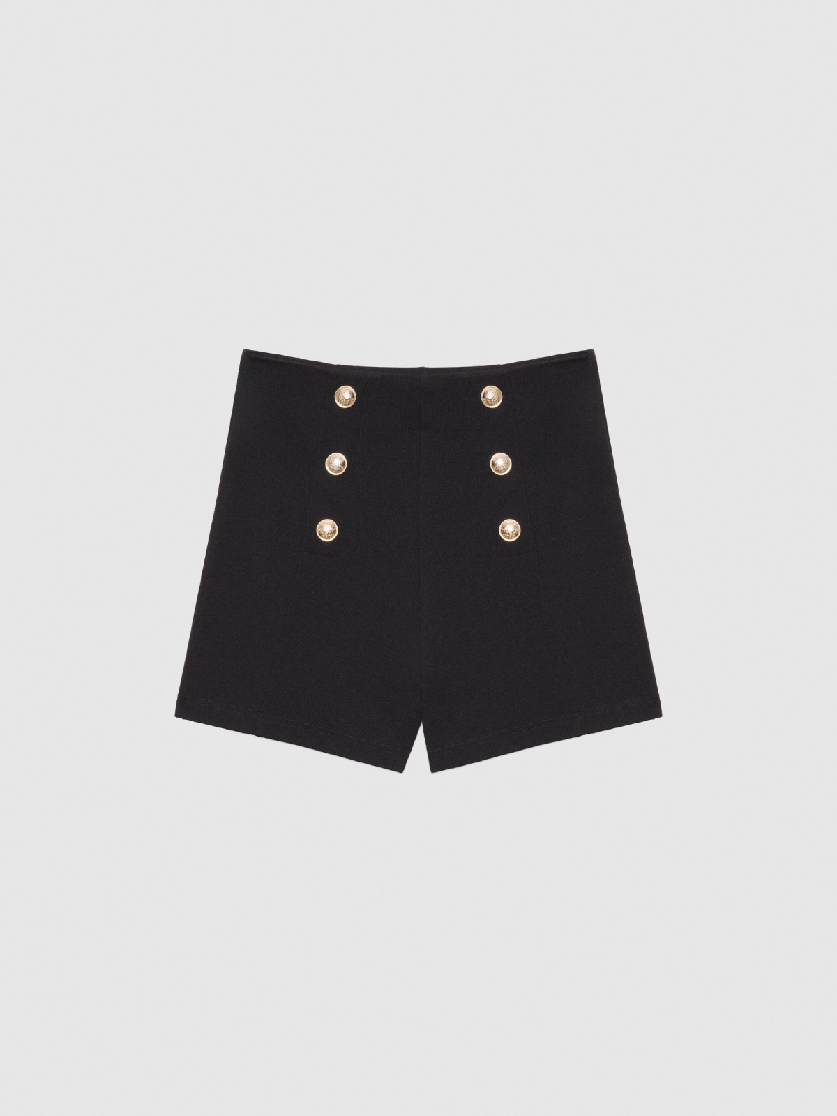  Short tiro alto botones negro