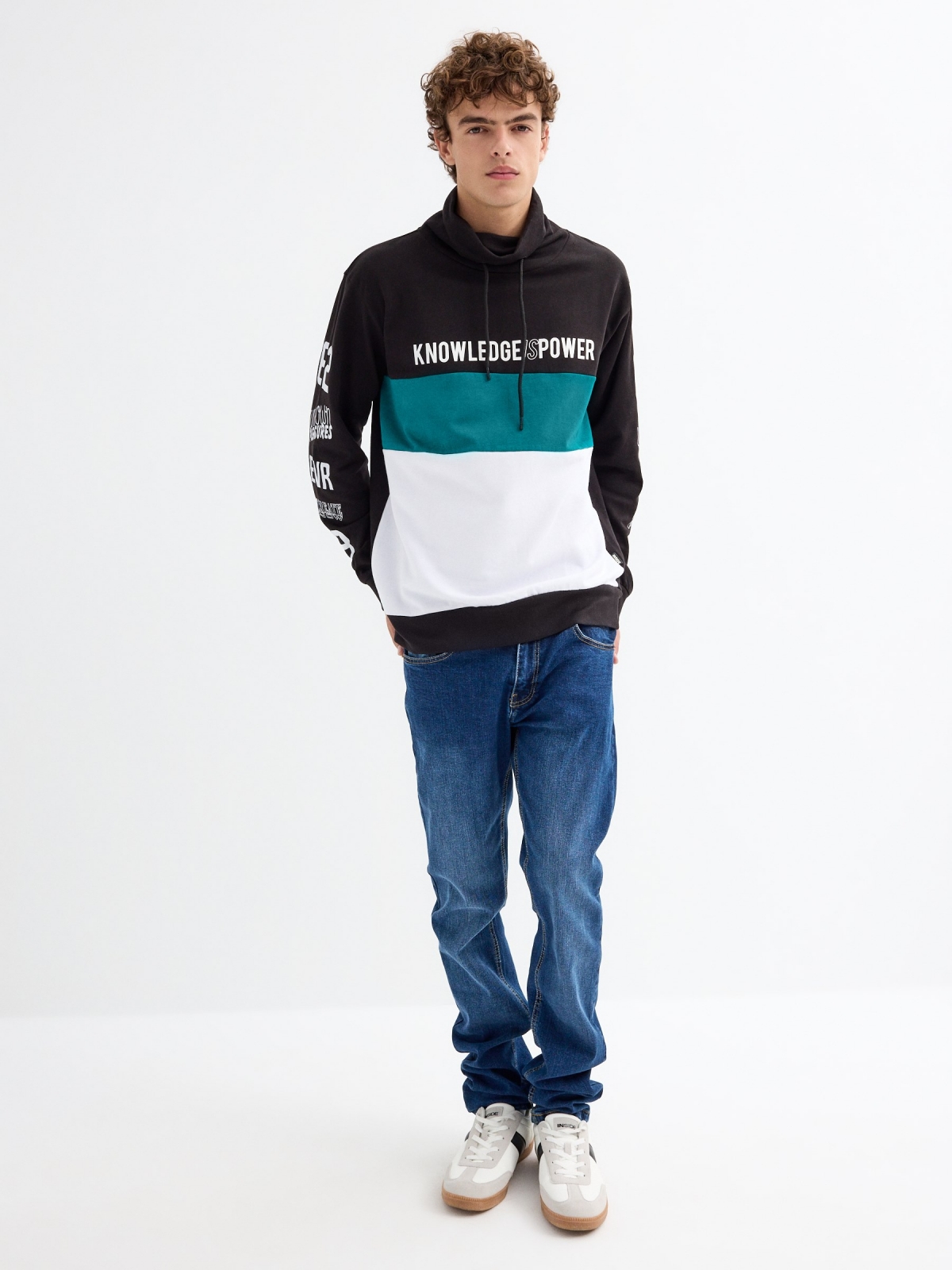 Color block sweatshirt black front view