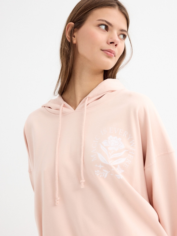 Kangaroo sweatshirt with print light pink detail view