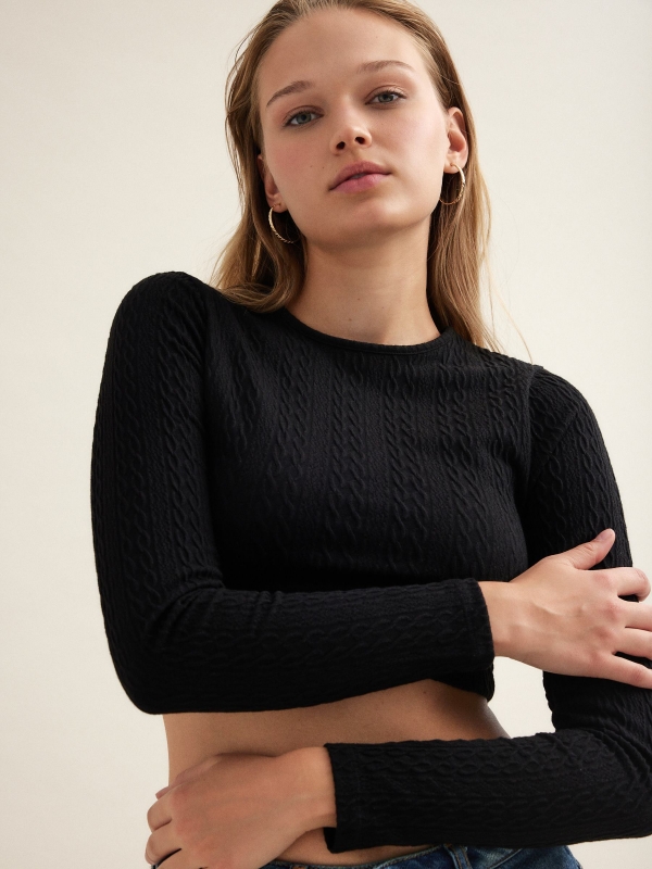  Textured crop top black