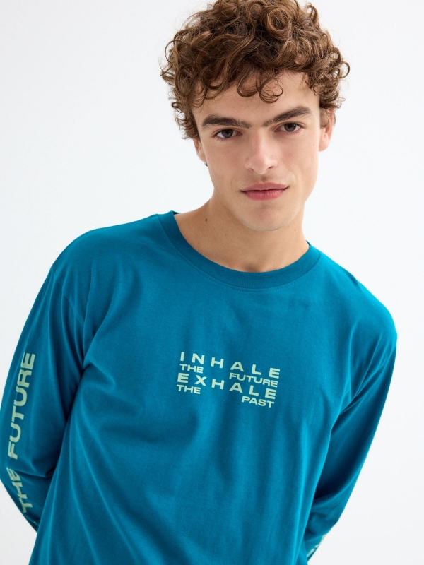  INHALE T-shirt turquoise