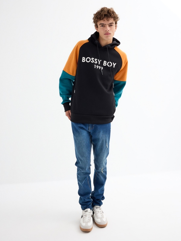 Sudadera Bossy Boy negro vista general frontal