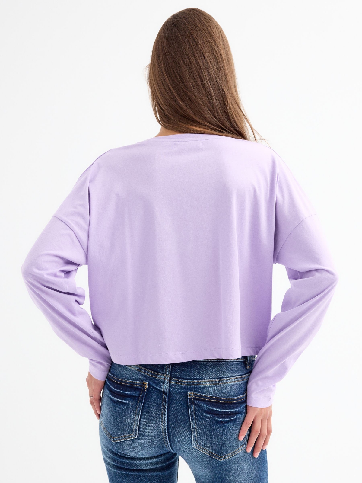 Crop Crush T-shirt mauve middle back view