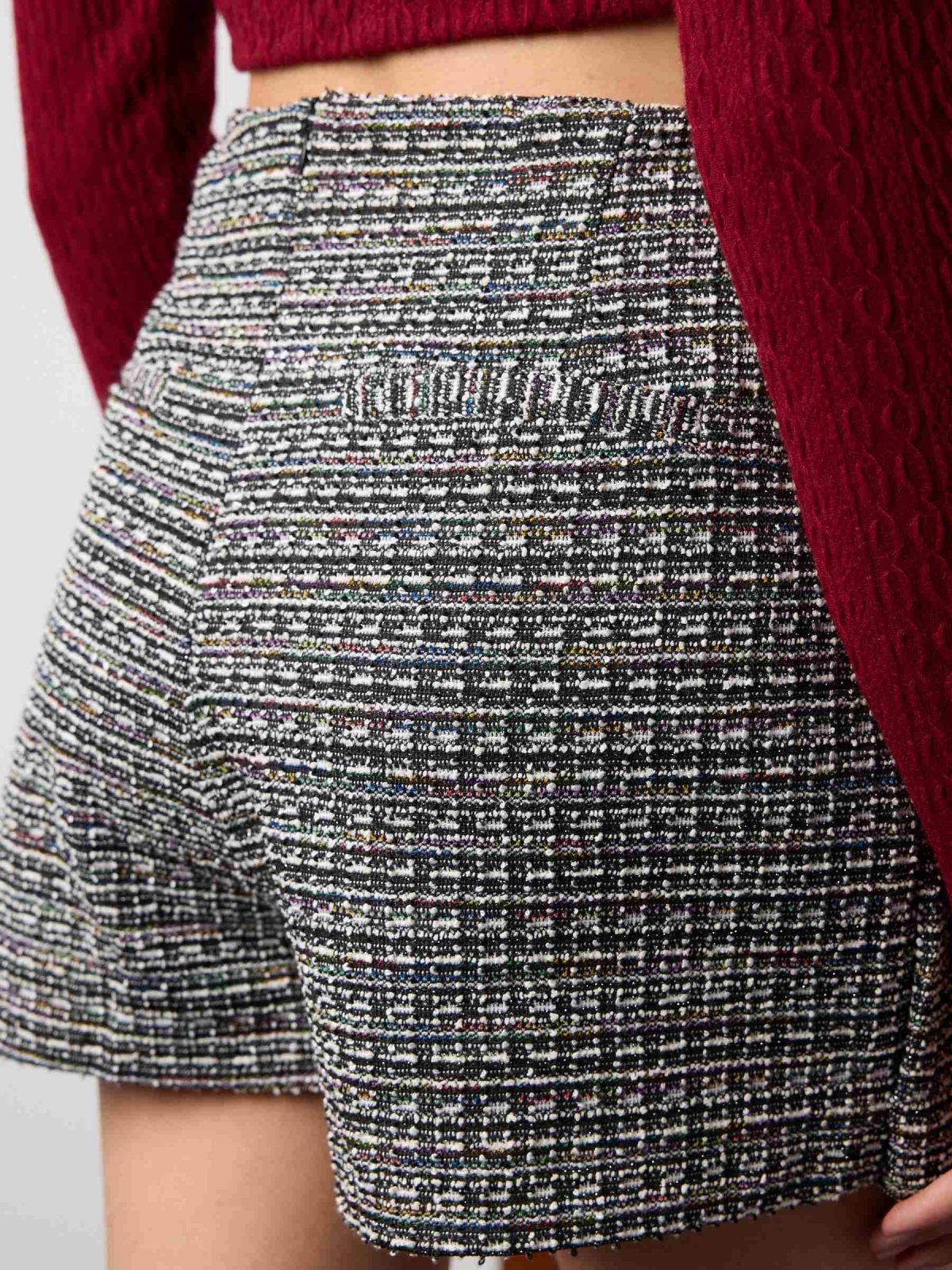 Skort de tweed con hebilla negro vista detalle