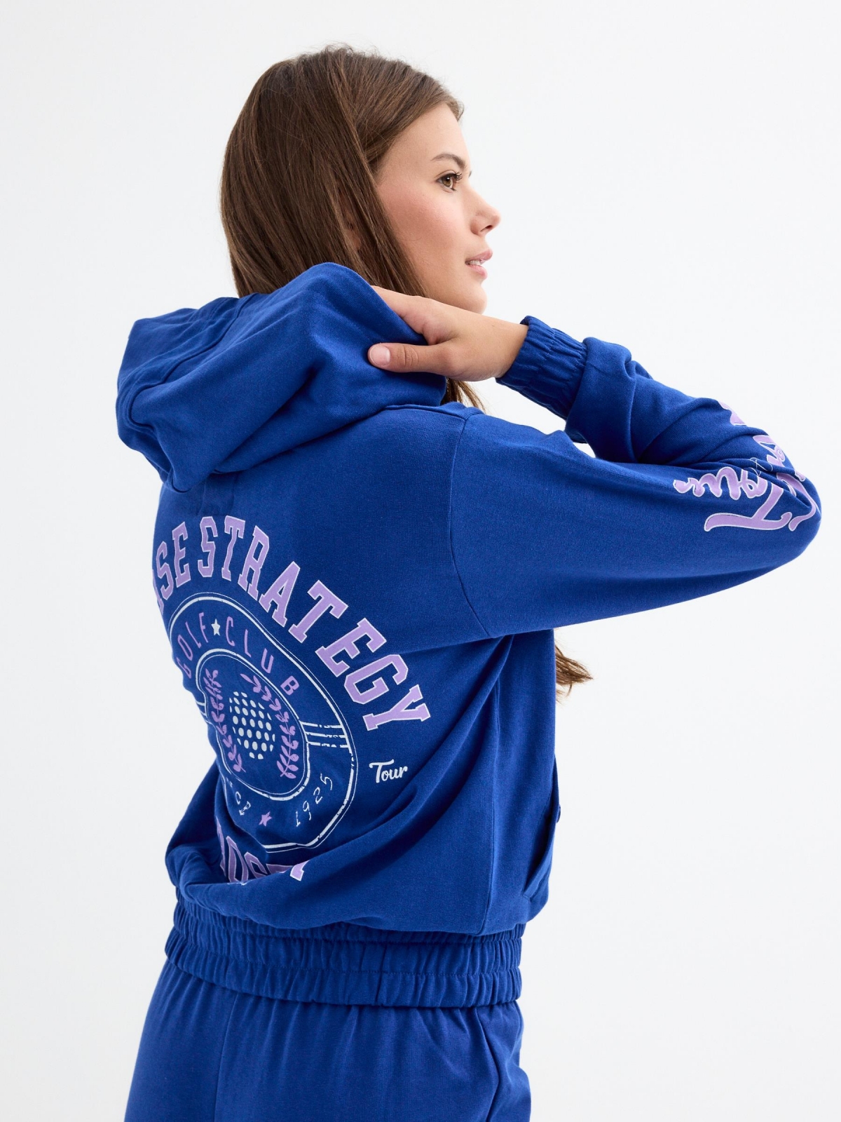 Sudadera con cremallera Boston azul oscuro vista detalle