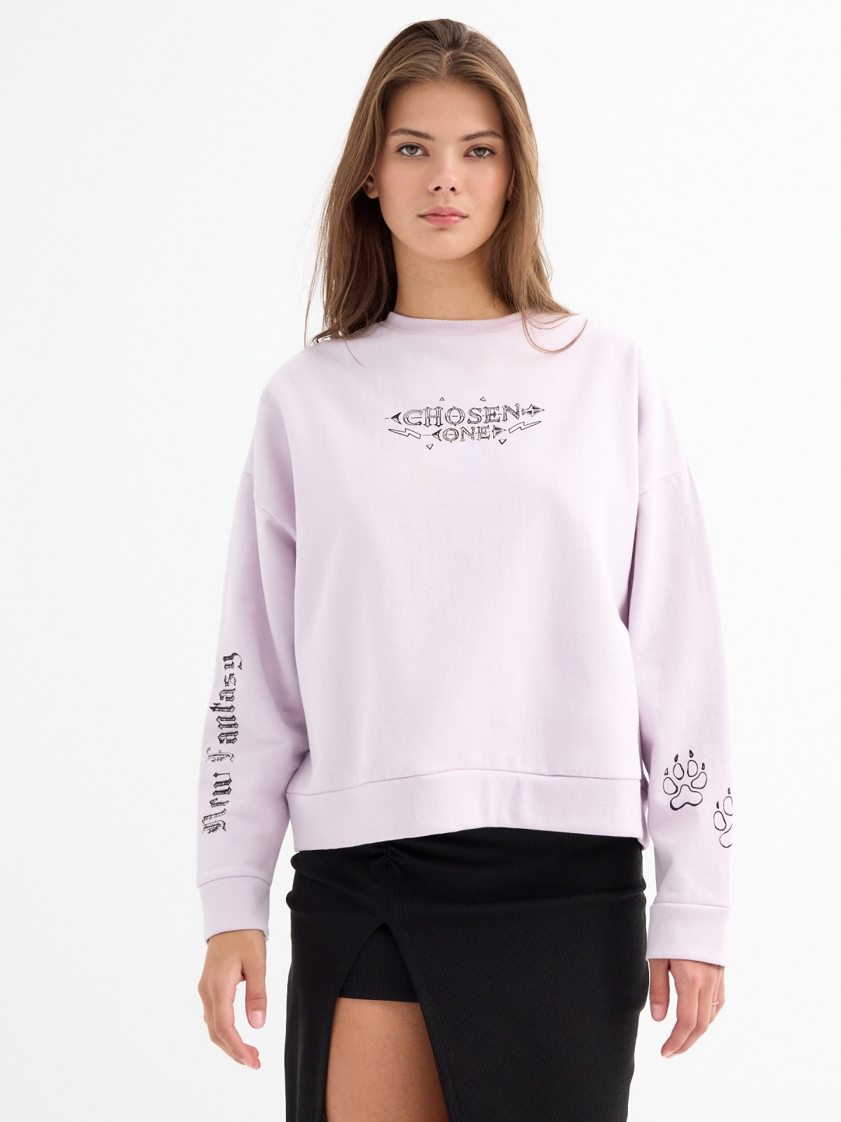 Chosen crop sweatshirt mauve middle front view