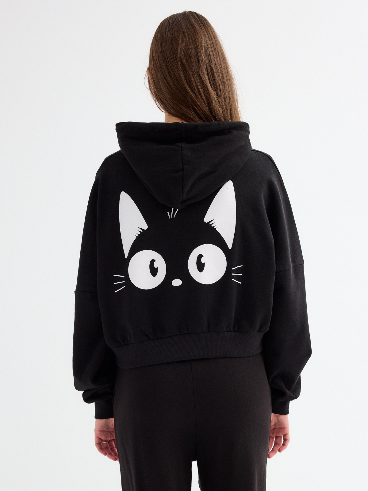 Sweatshirt Bad Cats Club preto vista meia traseira