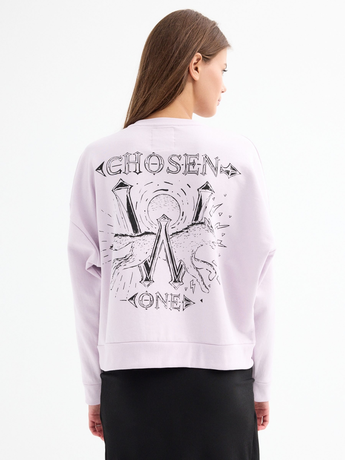 Chosen crop sweatshirt mauve middle back view