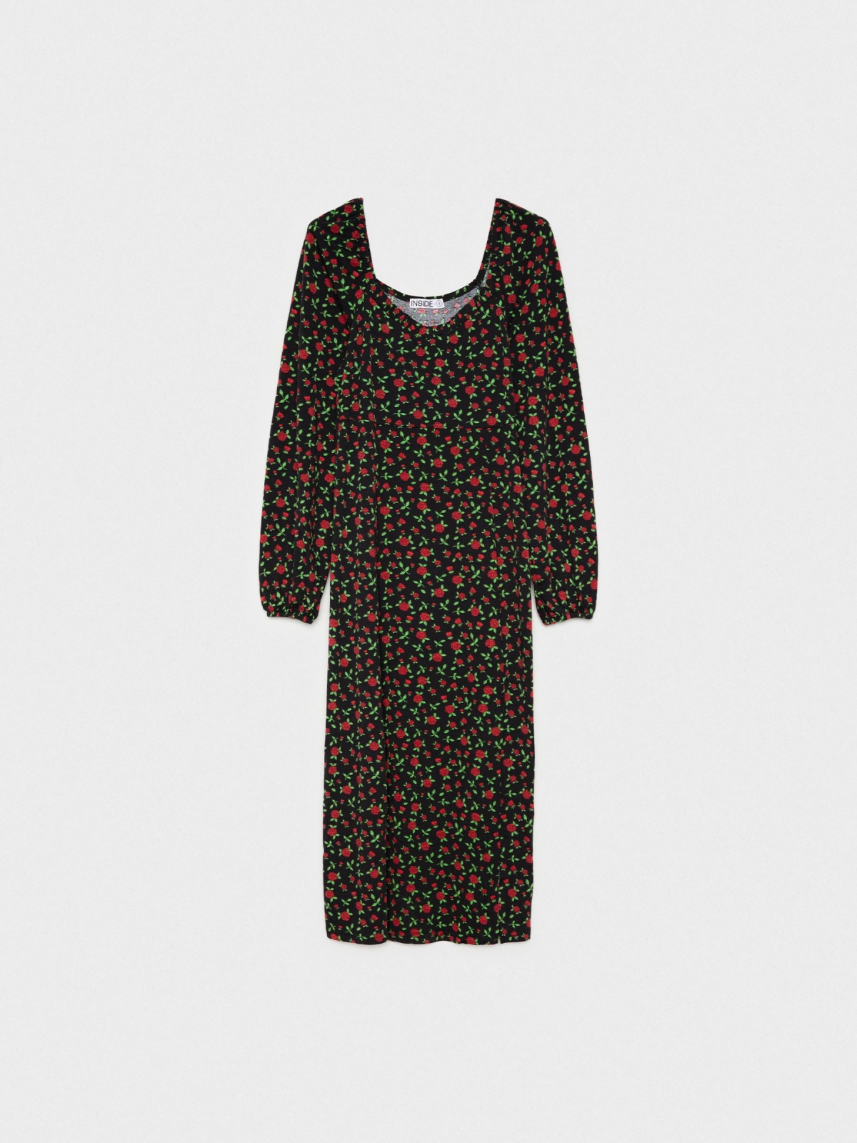 Maxi dress with flowers black detail view