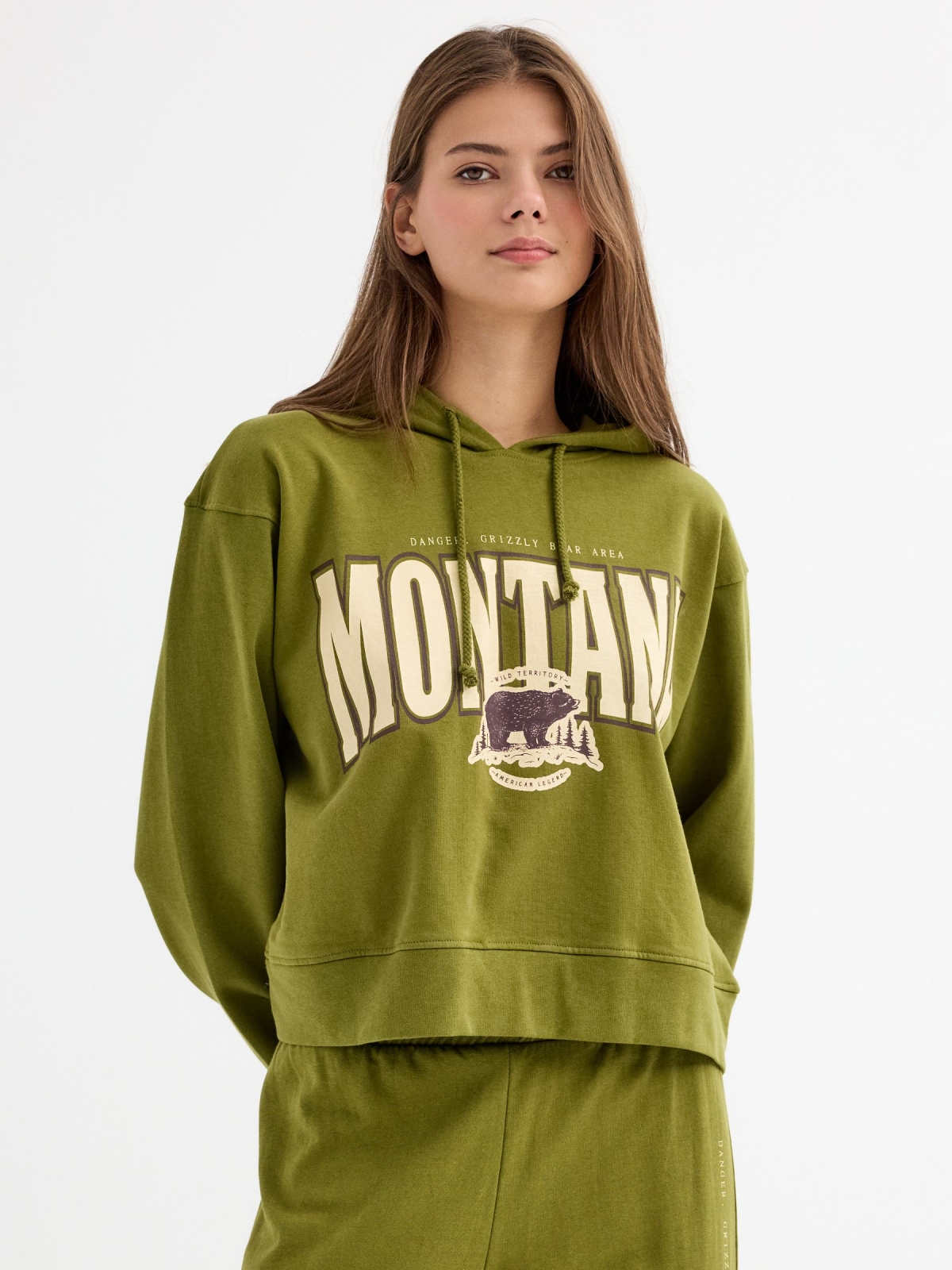 Montana sweatshirt khaki middle front view