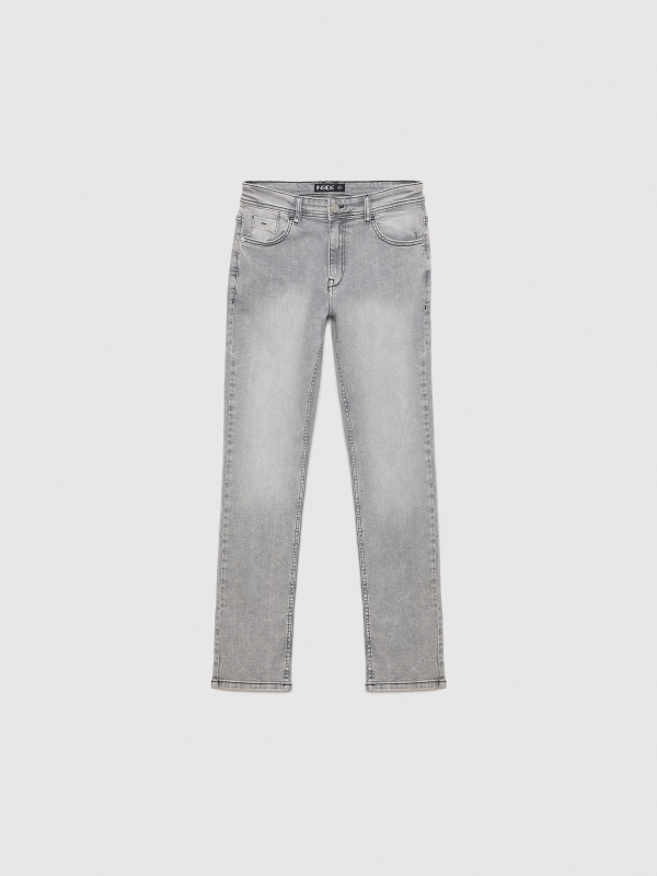 Jeans regular denim gris gris vista detalle