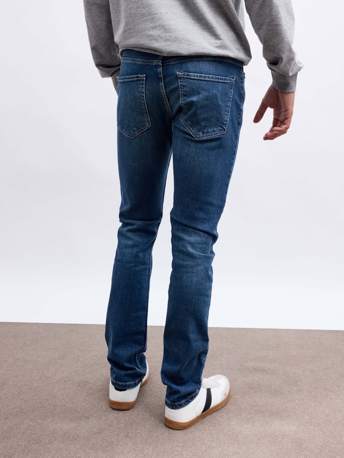 Basic slim jeans blue middle back view