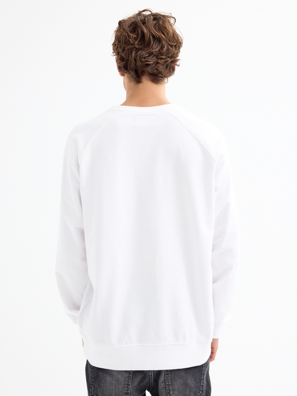 Basic sweatshirt with text white middle back view