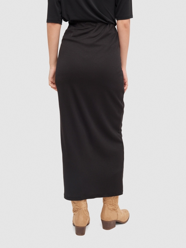 Slit midi skirt black front view