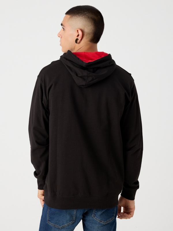 Logo hoodie black middle back view