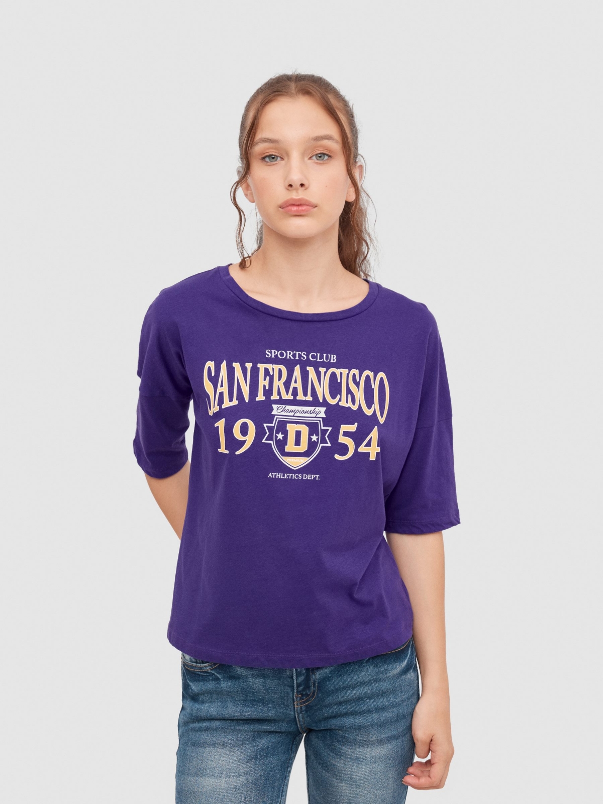 San Francisco T-shirt 1954 violet middle front view