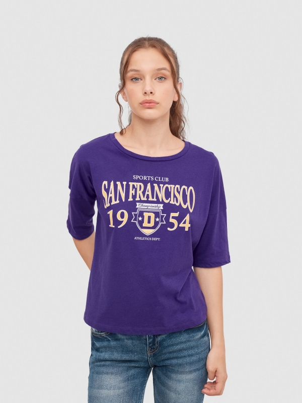 San Francisco T-shirt 1954 violet middle front view