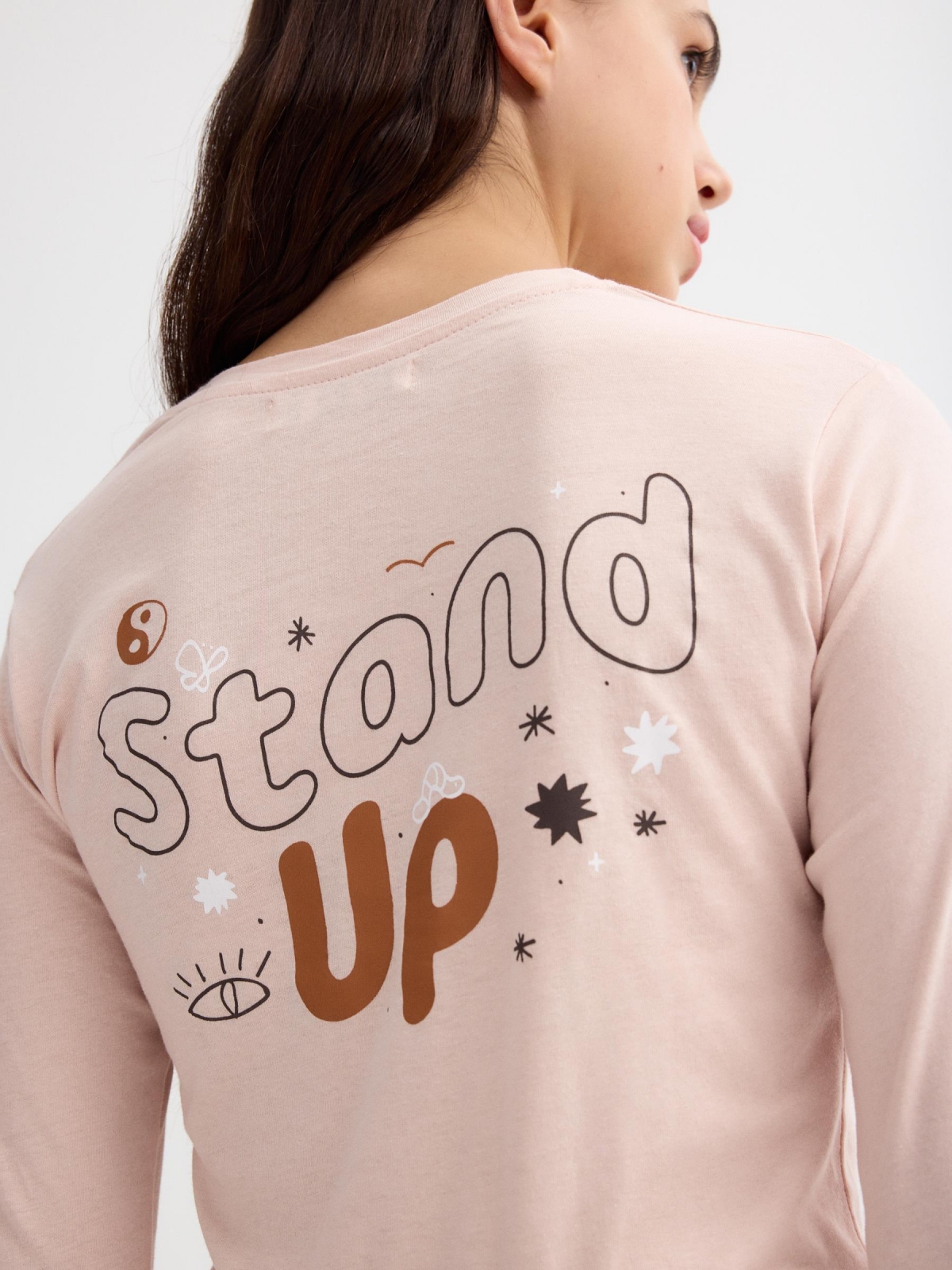 T-shirt with print pink detail view