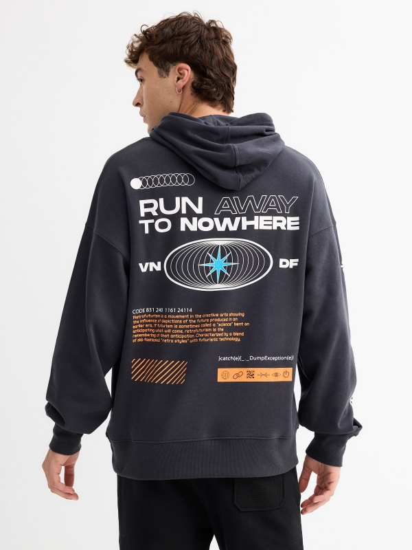 Sudadera Run Away To Nowhere gris oscuro vista media trasera