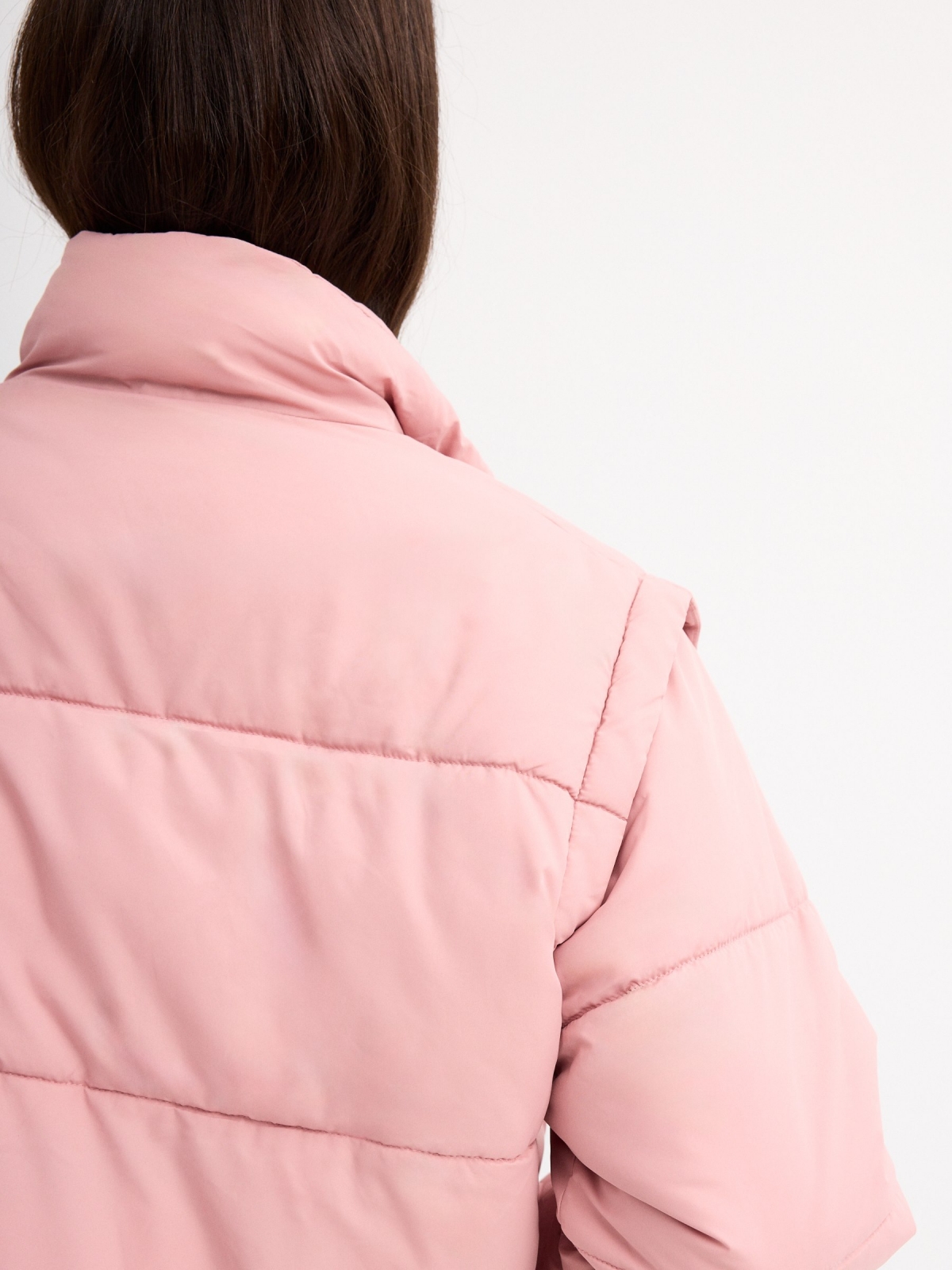 Padded cropped jacket pink detail view