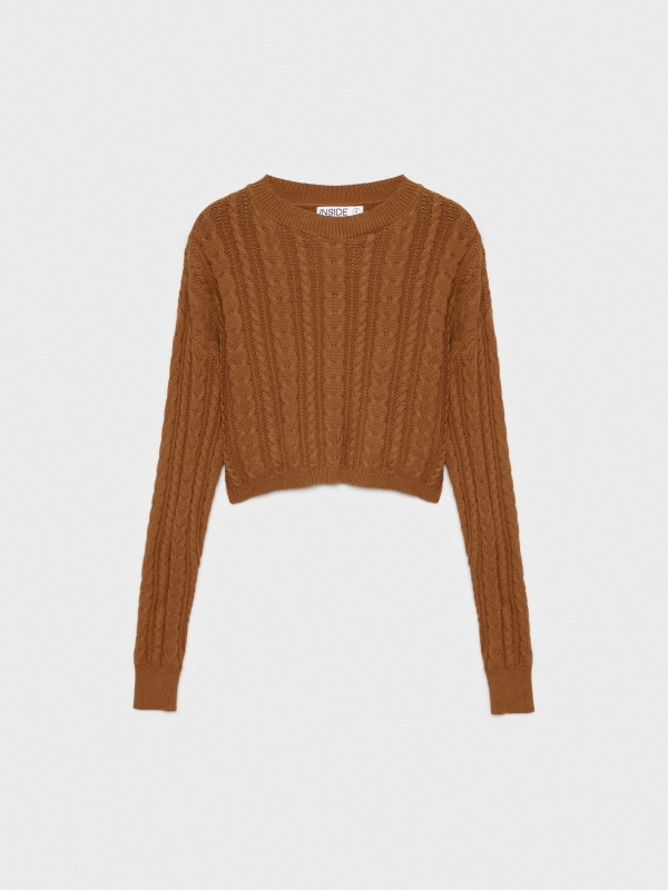  Eights knitted crop sweater brown front view