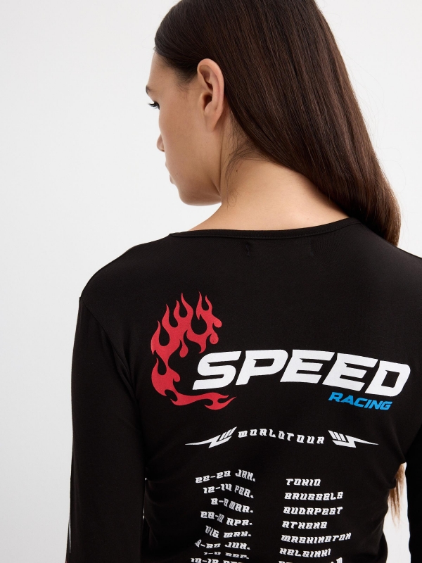 Camiseta crop Speed negro vista detalle