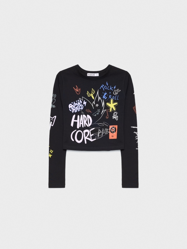  T-shirt Hard Core slim preto vista frontal